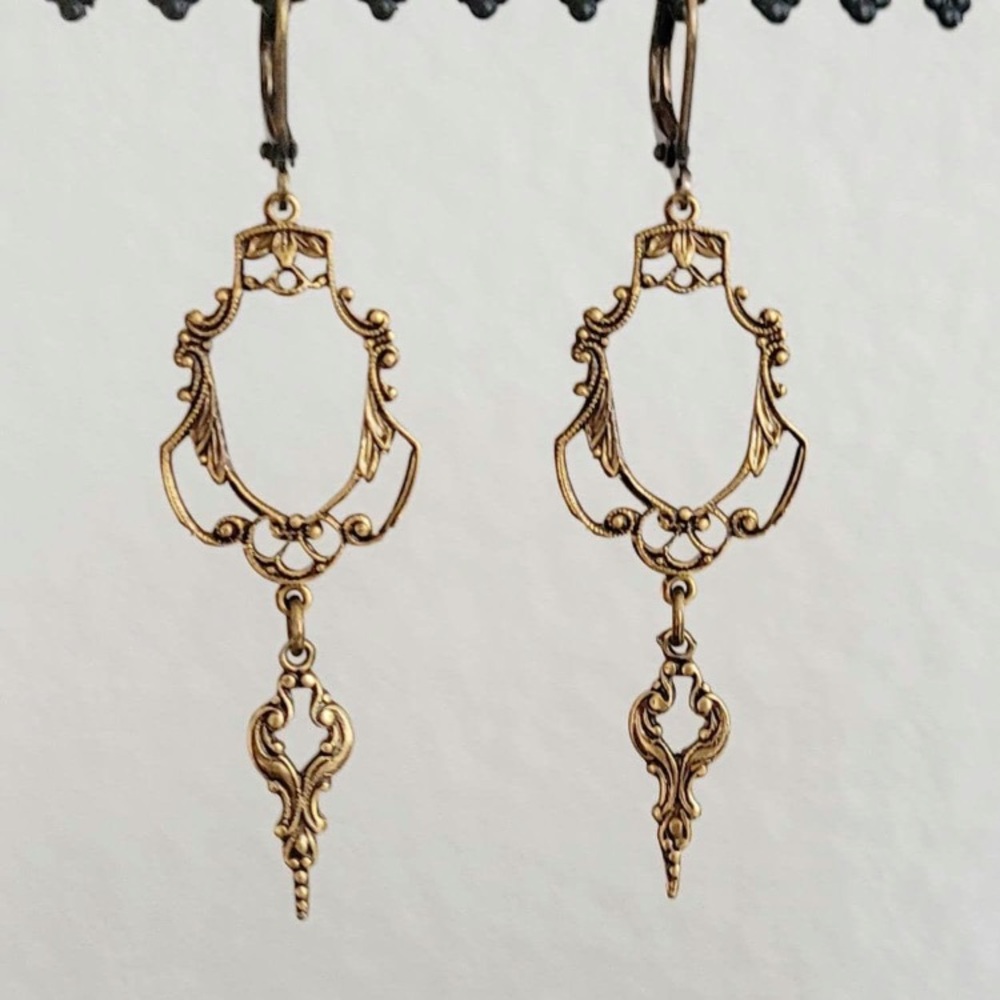 Antique brass Edwardian earrings